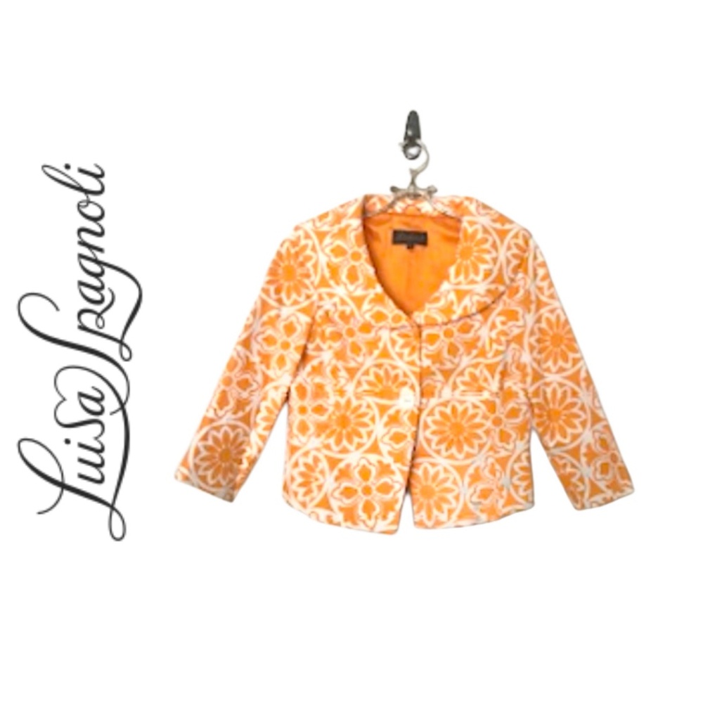 Lisa Spagnolii Short 3/4 Sleeve Orange Jacket Size S